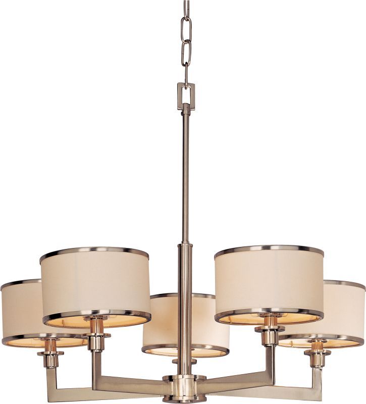 Maxim 12055wtsn Satin Nickel Nexus 27 Wide 5 Light Chandelier Lightingdirect Com Shade Shades Ceiling Lights Shade Chandelier Shades, Chandelier With Shade Ceiling Light