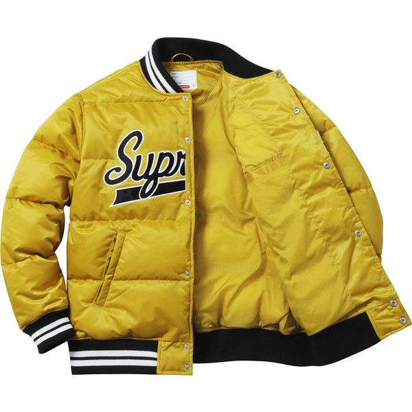 Supreme script varsity puffy jacket sale
