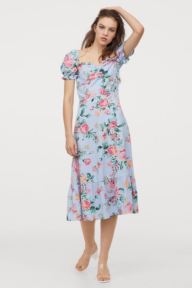ladies puff sleeve dress