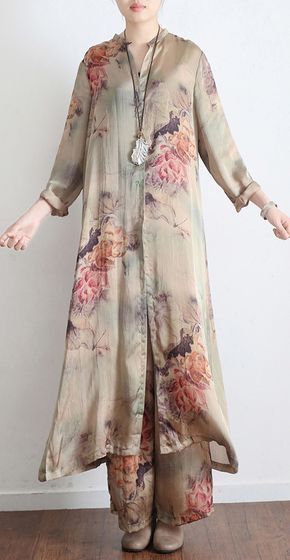 Natural nude chiffon v neck tops Indian Tutorials wide leg pants Plus Size Clothing two-piece...