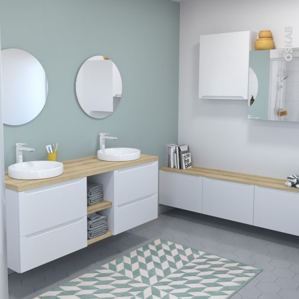 Salle De Bain Moderne Blanche Bora Blanc Brillant Oskab Ensemble Salle De Bain Salle De Bains Meubles Bois Meuble Salle De Bain