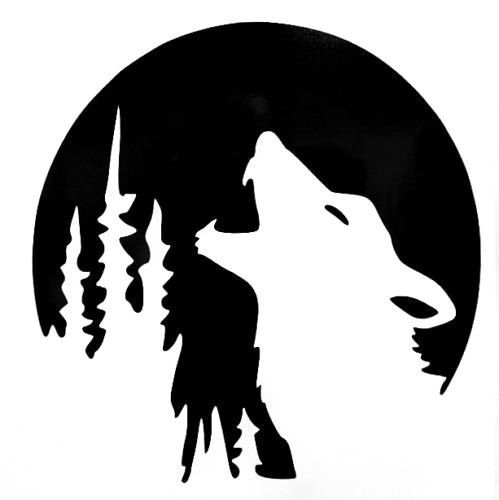 wolf full moon trees silhouette car truck window vinyl wolf stencil template