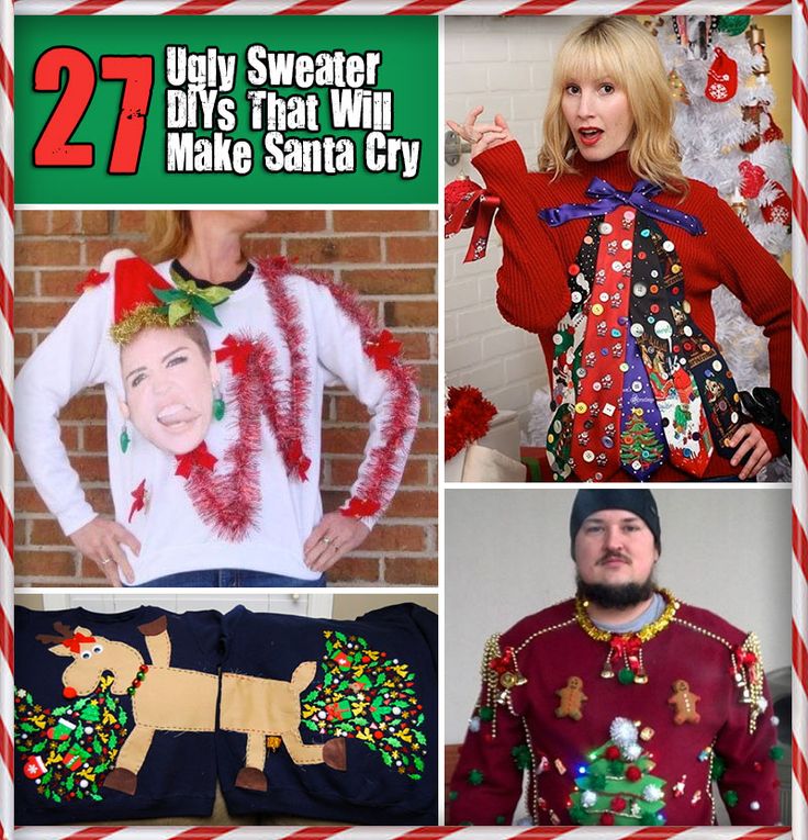 27 Ugly Sweater DIYs that will make Santa cry via @buzzfeedfeeders