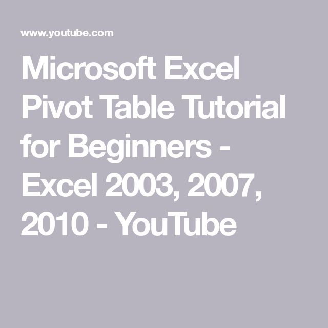Microsoft Excel Pivot Table Tutorial For Beginners Excel 2003 2007 Microsoft Excel Pivot Table Tutorial For Beginners Excel 2003 2007