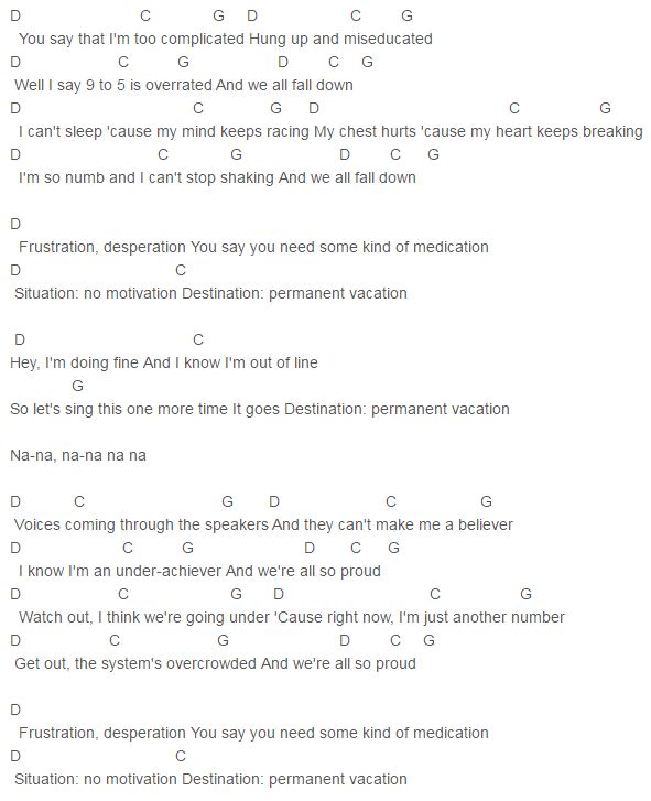 Permanent Vacation Chords 5 Seconds Of Summer Sounds Good Feels Good Guitar Chords For Songs Ukulele Songs Uke Songs