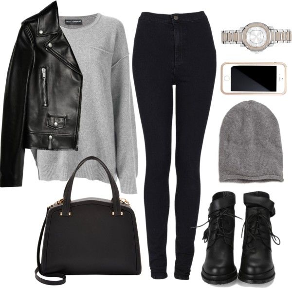 plain polyvore outfits leather jacket
8