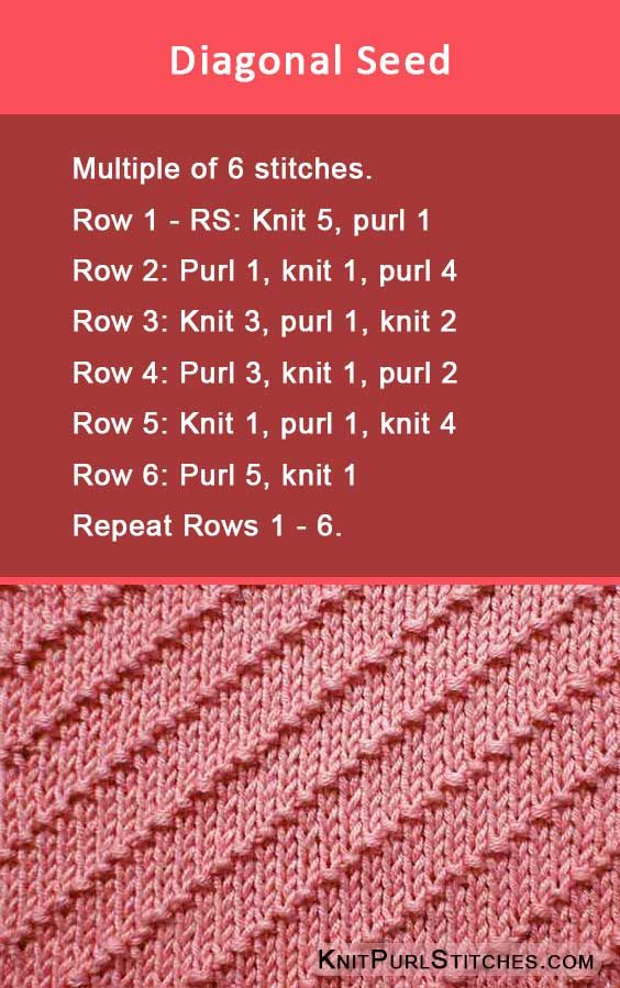 How to knit the Diagonal Seed stitch. Easy Knit and Purl Pattern www.bionto.com