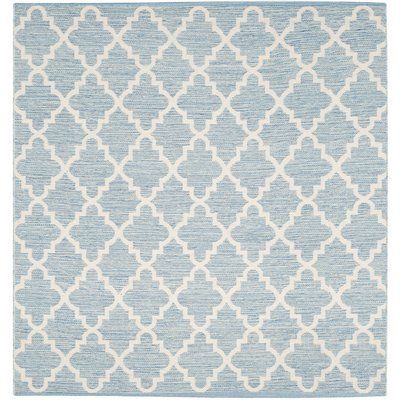 Alcott Hill Valley Hand-Tufted Cotton Light Blue/Ivory Area Rug Rug Size: Runner...