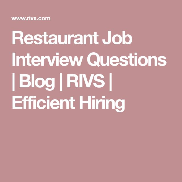 interview questions for restaurant