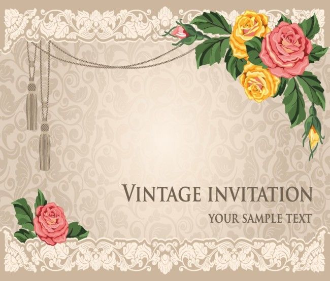 背景素材玫瑰花 Vintage Wedding Invitation Cards Vintage Invitations Vintage Birthday Invitations