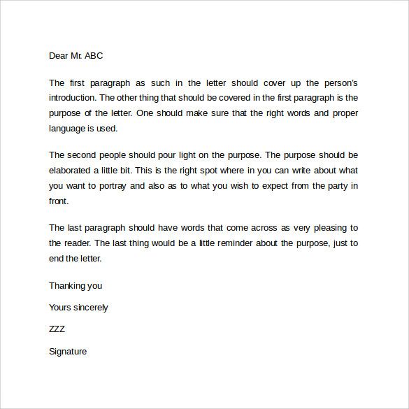 sample business letter on letterhead