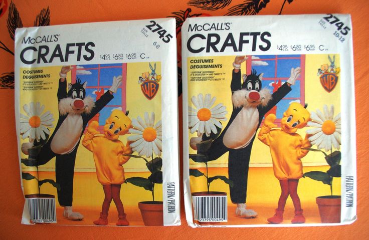 Vintage Mccall S Pattern 2745 1986 Warner Bros Sylvester Tweety Bird Costume Sz 6 8 Or 10 12 Unused In 2021 Mccalls Patterns Vintage Mccalls Patterns Halloween Costume Patterns