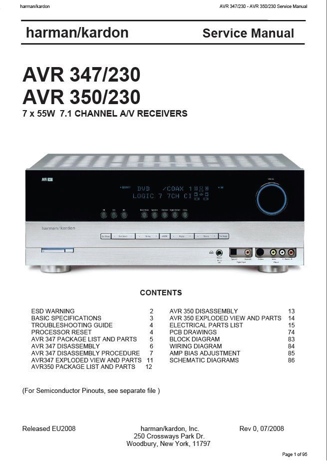 Harman Kardon AVR-347, AVR-350 Service Manual