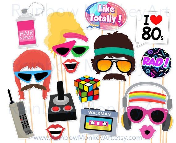 PRINTABLES Digital File Colorful Photo Booth Props Instant Download