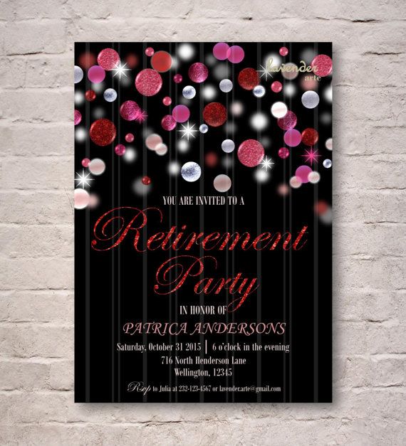 Silver Purple Glitter Retirement Party Invitation by ... Silver Purple Glitter Retirement Party Invitation by ...