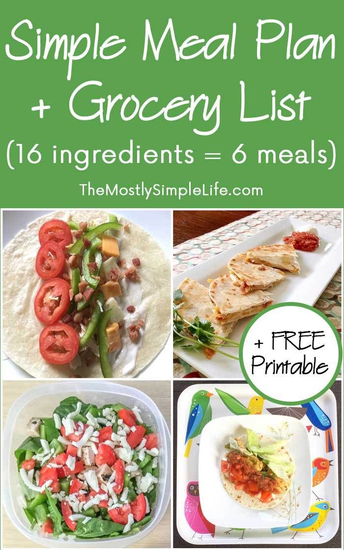 weekly meal planning for two