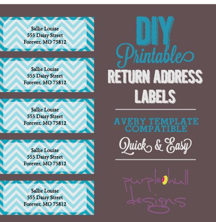 Chevron Return Address Labels Turquoise Gray Avery Template DIY