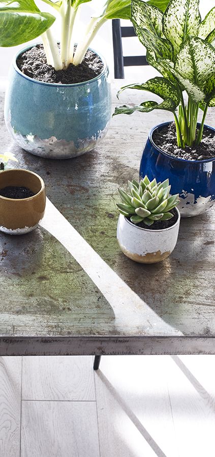Blue Silver Foiled Base Plant Pot Large Aesthetic Painted Highlight Your Blooms With The Metallic Accents Of Blue Silver Foiled Base Plant Pot Large