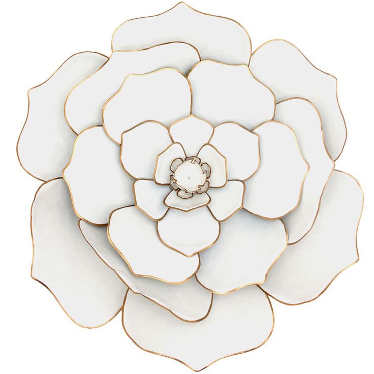 24in White Gold Metal Flower Wall Decor Flowers - White Gold Flower Metal Wall Decor 24in White Gold Metal Flower Wall Decor Flowers - White Gold Flower Metal Wall Decor