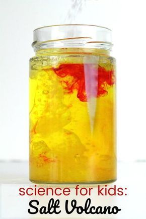 Salt volcano science experiment for kids that teaches about liquid density. This... Salt volcano science experiment for kids that teaches about liquid density. This... 2