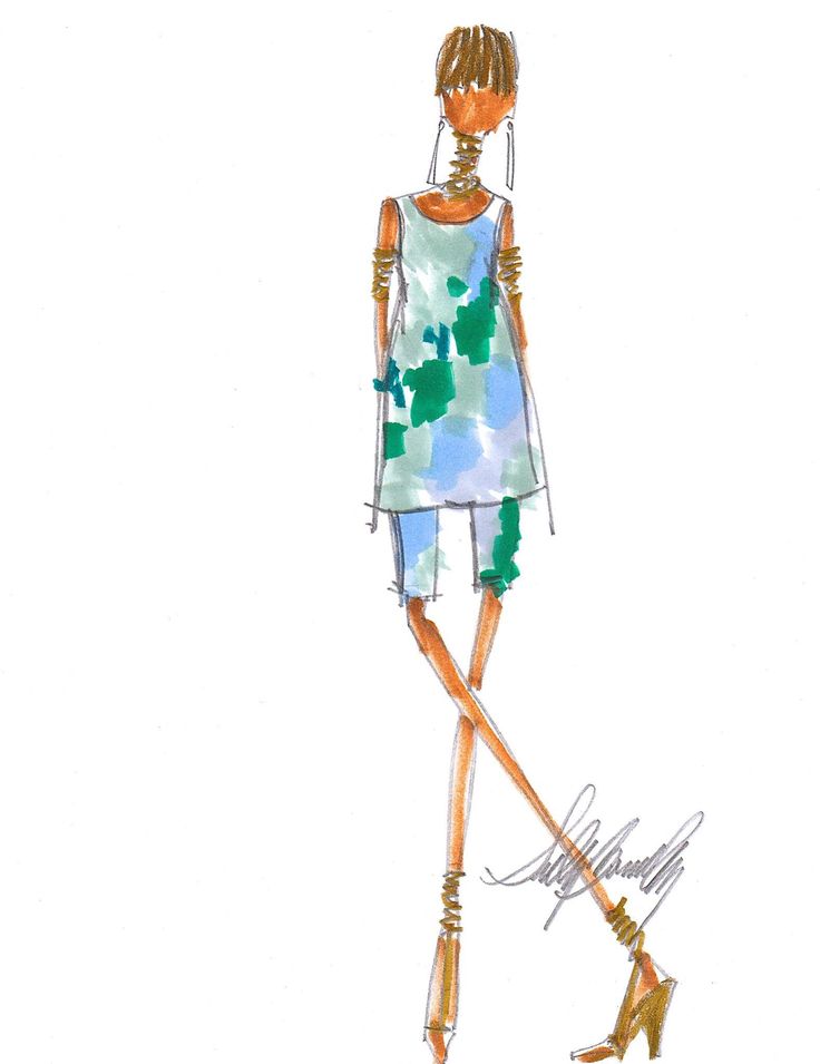 Summer dress sketches with flowers Summer dress sketches with flowers