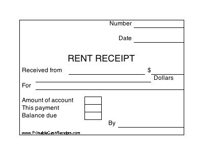 a set of four identical rent receipts with room to note
