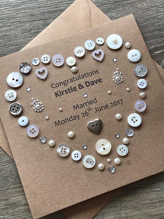 Wedding Card Personalised Congratulations to the bride and groom Newlyweds Printed modern greetings card