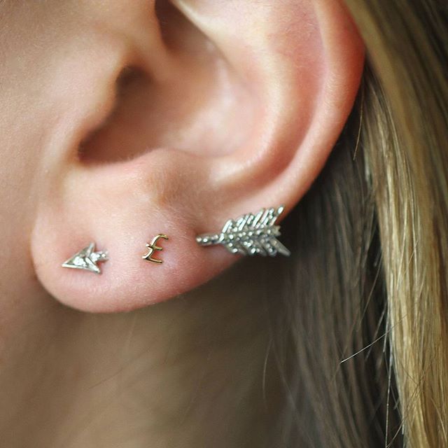 ((about)) For you Anglophiles, here's a tiny 14k gold stud that's made in the shape of the "Pound Sterling" symbol. Made by our lovely friend Becca at Winden Jewelry in NYC. Sold singly. ((details)) -