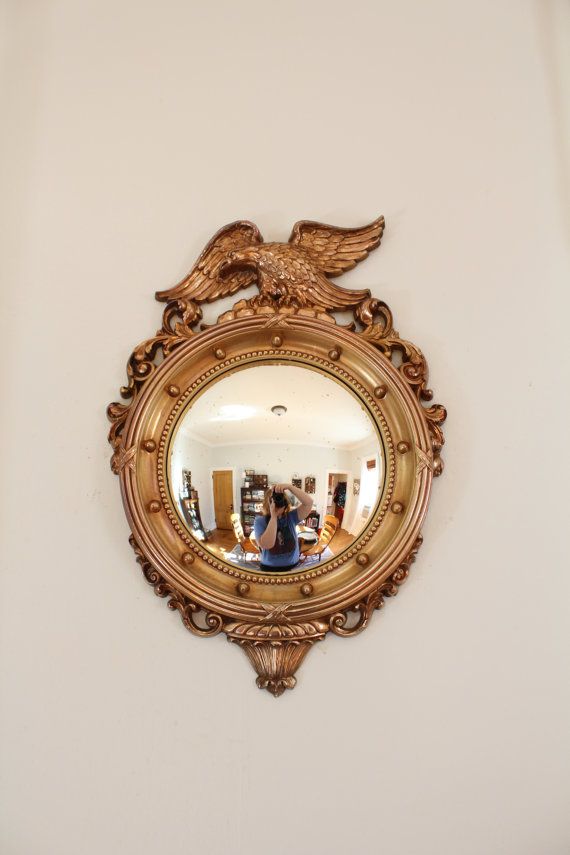 Vintage Federal Gold Convex Eagle Mirror Mid By Wverislovely Porthole Vintage Federal Gold Convex Eagle, Vintage Convex Porthole Mirrors