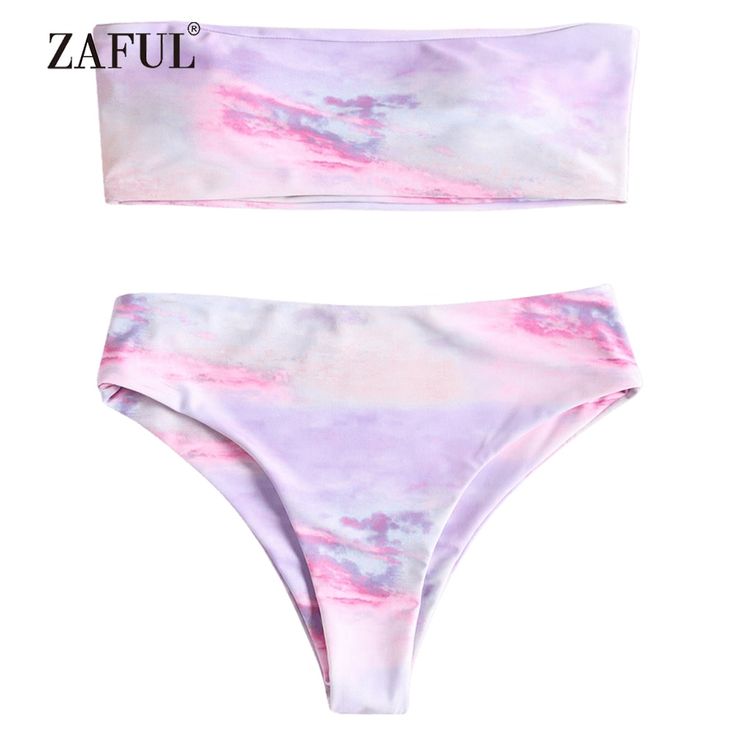 ZAFUL Bikini Ombre Strapless Bandeau Bikini Women Swimwear Swimsuit Unlined Cute...