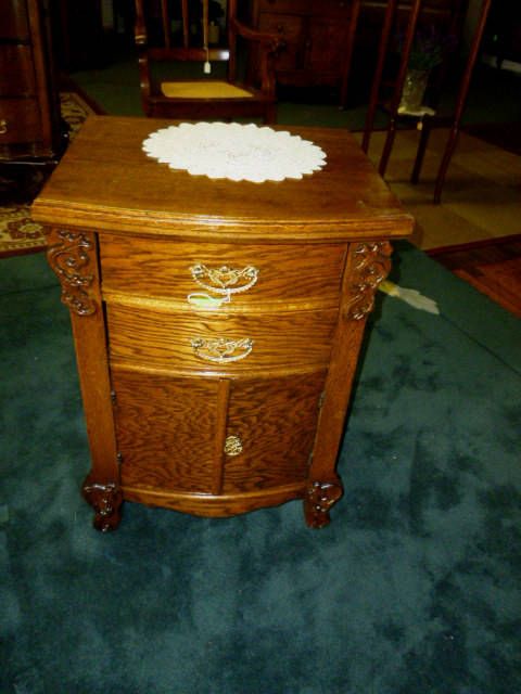 Antique Oak Night Stand End Table 1900's Refinished Cast Brass Antique Oak night stand end table 1900's refinished cast brass hardware ornate carvings by SkipsAntiqueOak on - Antique Oak Night Stand End Table 1900's Refinished Cast Brass