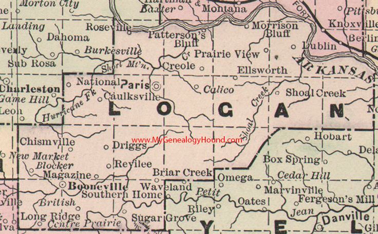 Logan County, Arkansas 1889 Map | Logan county, Arkansas, County map