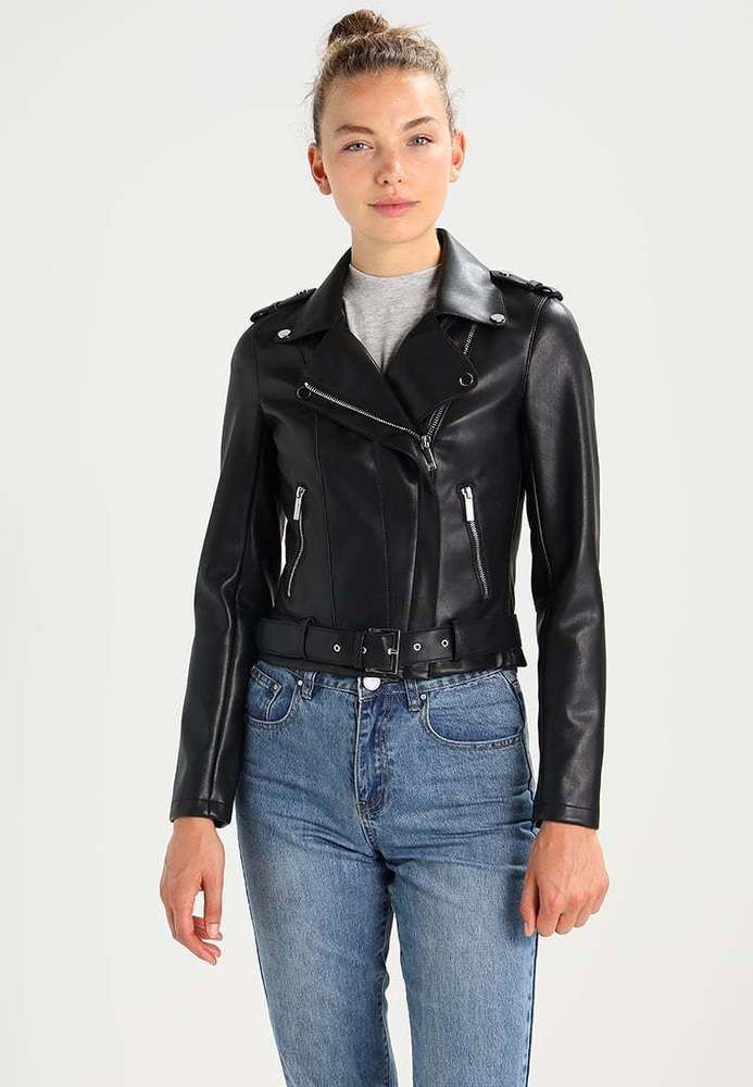 Janet Black Ladies Womens Designer Fit Casual Fashion Model Real Leather Jacket