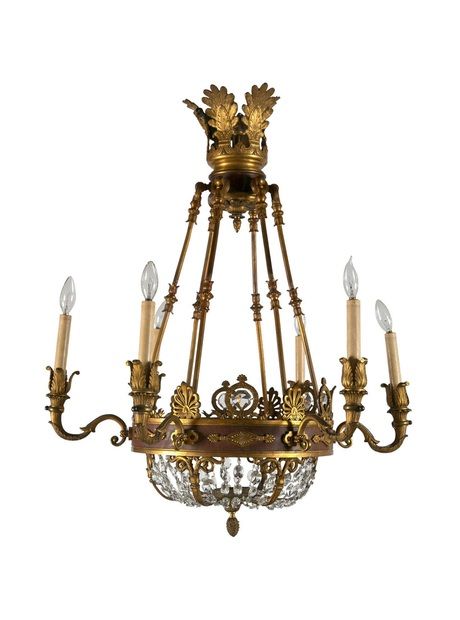 404 Best Antique Vintage Chandeliers Images On Pinterest A Finely Cast Six Light French Empire Chandelier The Lower Crystal And Bronze Basket Supported By Brown Metal Having Arms With