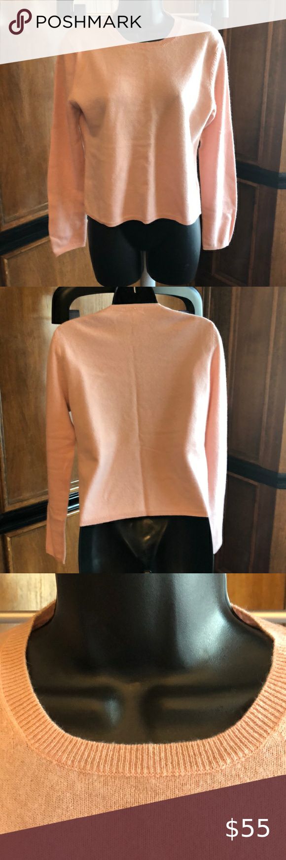 sweater cashmere 100 pink crew Oliver Perry XL White knit
