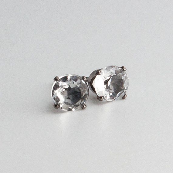 White Topaz Stud Earrings Post White Topaz Stud Earrings Post