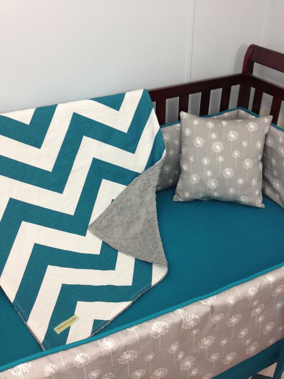 Custom Baby Bedding Turquoise Chevron And Gray Dandelion Made To Custom Baby Bedding Turquoise Chevron And Gray Dandelion Made To Order Customizable Crib Per Sheet Skirt Gender Neutral Nursery