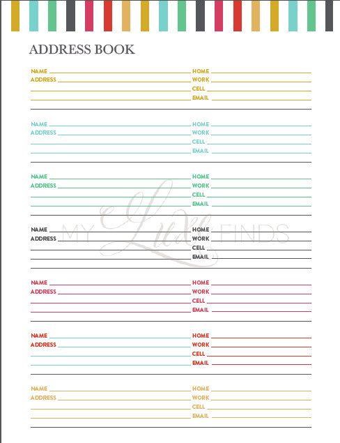 easily keep track of your contacts with this pretty and name and address list