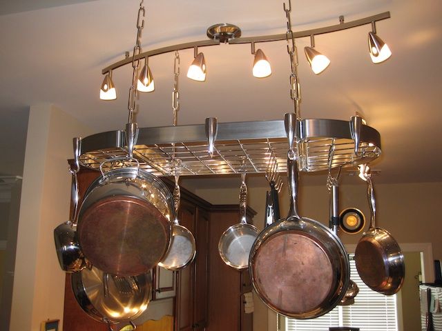 Pot Rack Hanging Above An Island In The Kitchen Dream Home Pot Rack Hanging Above An Island In The Kitchen Dream Home Lighting