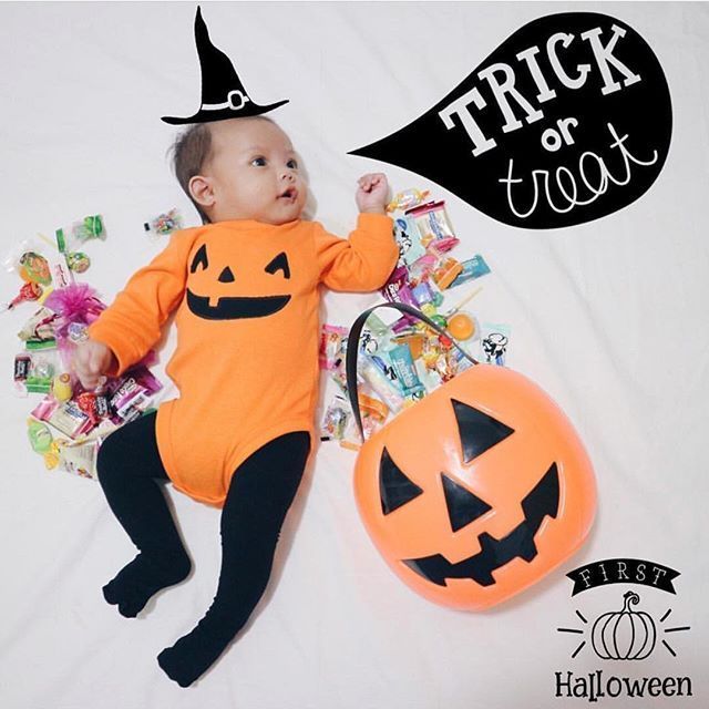 Trick Or Treat Download The Little Nugget App And Celebrate You Baby S First Halloween Halloween Baby Pictures Halloween Photoshoot Baby Baby First Halloween