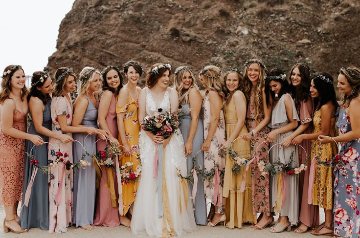Rustic Orange County Wedding. Large Wedding Bridal Party Bridesmaid Ideas in Pas...