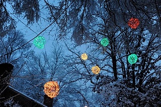 Lighted Christmas Balls Christmas Balls Christmas Lights Christmas Light Installation