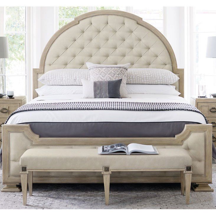 Traditional Sandstone Queen Upholstered Bed Santa Barbara