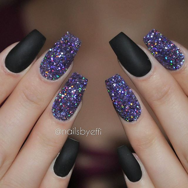 40 Best Unghi Images On Pinterest Gel Nails, Stiletto Nails And Matte black with purple dry glitter - 40 Best Unghi Images On Pinterest Gel Nails, Stiletto Nails And