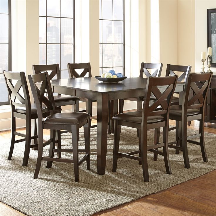 Shop Steve Silver Company Crosspointe 9 Piece Counter Height Dining Set At Atg Stores Browse Our Din Counter Height Dining Sets Dining Room Sets Dining Table