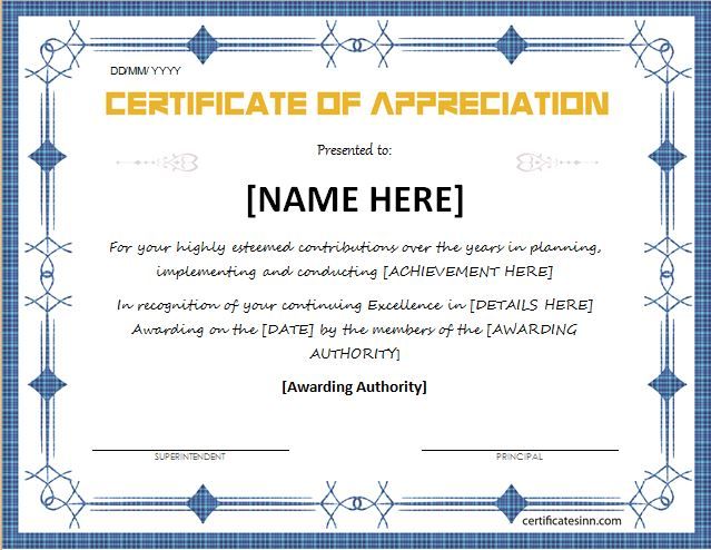 Certificate of Appreciation for MS Word DOWNLOAD at http://certificatesinn.com/certificates-of-appreciation/
