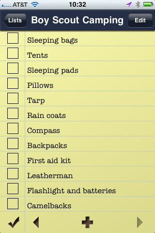 boy scout camping packing list