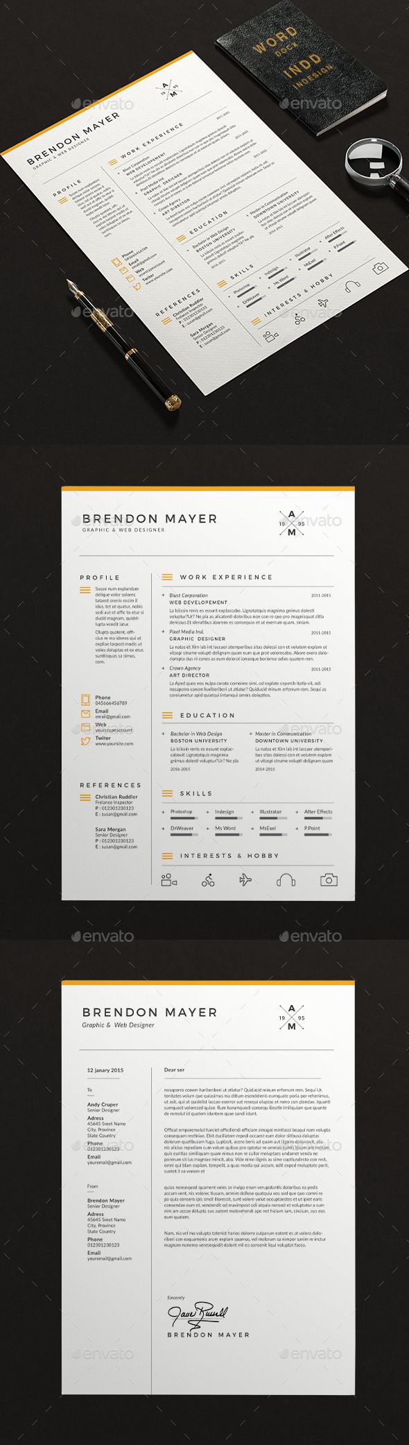 Clean Resume Word Template InDesign INDD #design Download: http://graphicriver.net/item/clean-resume-word/13736037?ref=ksioks