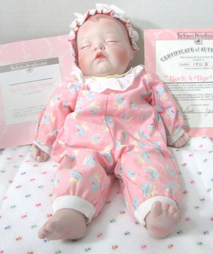 Vintage Ashton Drake Rock A Bye Life Like Porcelain Baby Doll W COA vintage-ashton-drake-rock-a-bye-life-like-porcelain-baby-doll-w-coa