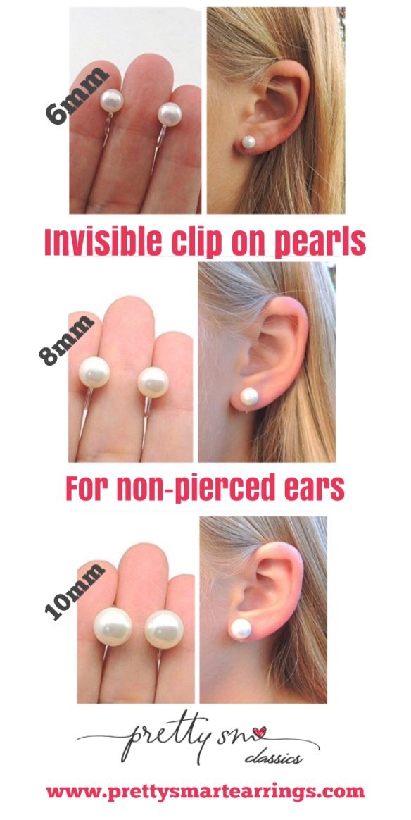 Grey Invisible Clip On Earrings 6mm Round Simulated Shell Pearl for Non-Pierced Ears